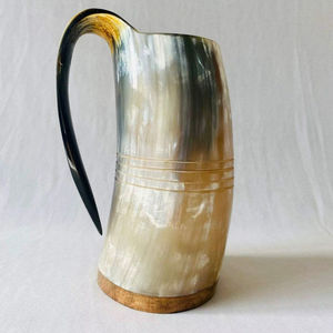 Authentic Eco-Friendly Viking Horn <b>Mug</b> Handmade Buffalo Horn Food Grade Medieval Style Religious Feng Shui Animal Beer <b>Mug</b> - Product Image 1