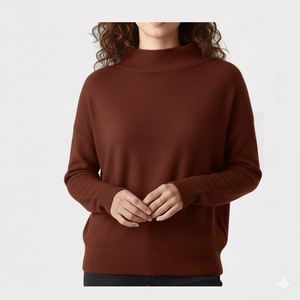 Pull ample en molleton doux et confortable pour femme, style streetwear inspiré, col montant, tendance hivernale - Product Image 1