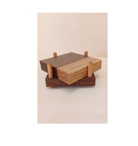 Juego de posavasos de madera de nogal hechos a mano con base de almacenamiento elegante, perfecto para el hogar, Hotel, utensilios de cocina, accesorios de vajilla - Product Image 1