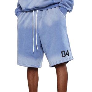 Ensemble short et sweat à capuche pour homme, personnalisé OEM, hiver, épais, avec patch brodé, délavé à l'acide, effet soleil, haute qualité, respirant - Product Image 4