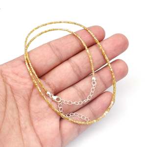 Collar de cuentas finas de diamante amarillo natural en tubo de 1.5 - 2.5 mm, 15 pulgadas, para fabricación de joyería, precio de fábrica al por mayor, suministro a granel. - Product Image 2