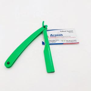 Rasoir de barbier professionnel en gros avec logo personnalisé durable en acier inoxydable manuel vert lame unique visage/aisselles/corps Aroosh - Product Image 5