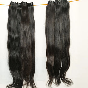 100% Wholesale Unprocessed Top Quality Raw Virgin Bundles Black Color Straight Indian Temple Human Hair Extensions - Product Image 1
