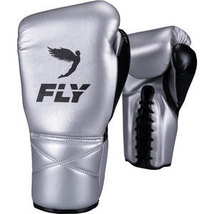 ถุงมือชกมวยหนังแท้ Fly OEM บุโฟม PU สีเงิน/ดำ สำหรับศิลปะการต่อสู้ ซ้อมมวย คิกบ็อกซิ่ง ขายส่ง - Product Image 4