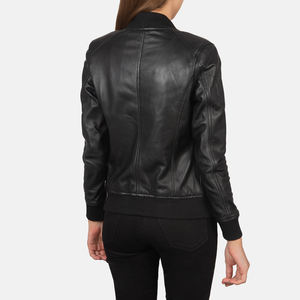 Chaqueta de Cuero para Mujer al por Mayor, Moda de Invierno, Cuello Alto Sólido, Cierre de Cremallera, Transpirable, Nuevo Estilo OEM - Product Image 5