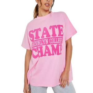 เสื้อยืดผู้หญิงไซส์ใหญ่ ผ้าโพลีเอสเตอร์/คอตตอน คุณภาพสูง รับผลิตตามแบบ พร้อมพิมพ์ลายพัฟฟ์ แบรนด์ของคุณเอง - Product Image 1