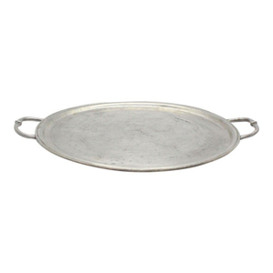 Plat ovale en étain de style antique, bord festonné ondulé, plat de service en métal vintage, plateau, vaisselle de collection, décoration de la maison à vendre - Product Image 4