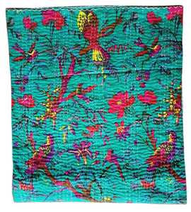 Lot entier de couette Kantha vintage faite à la main Animal et couverture en coton longue réversible imprimée florale pour la décoration de la maison - Product Image 2