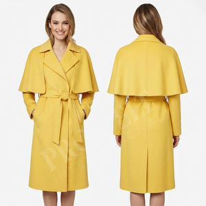 Manteau long en laine convertible grande taille, manteau d'hiver, design de cape amovible personnalisé, coupe ajustée, manteaux en laine et cachemire - Product Image 5