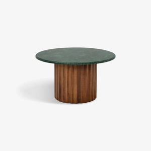 Table basse en marbre avec base en bois de manguier, finition naturelle - Product Image 4