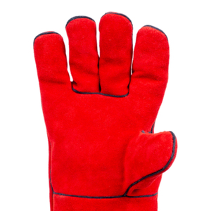 ถุงมือเชื่อมหนังแบบเต็มนิ้วสีแดงทนความร้อนสูง - Product Image 6