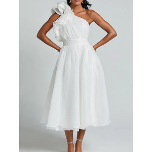 Elegante Abito da Festa Senza Maniche con Motivo Floreale, Taglie Forti, Stile Naturale Coreano, Decorazione con Cerniera, Lunghezza a Terra, Linea ad A - Product Image 6