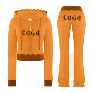 Oversize Mujer Cremallera 480 GSM Ligero Impreso Casual Chándales Jogger Baggy Zip-Up Sudaderas con capucha Pantalones de chándal - Product Image 3