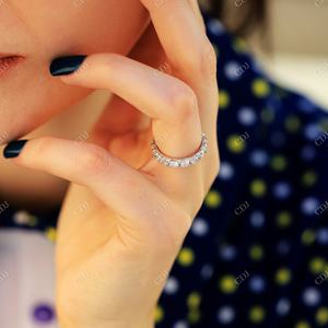 Mayorista Glamorous Shiny Full Eternity Wedding Bands Cut Moissanite Diamonds en plata esterlina con diseño de joyería de oro - Product Image 6