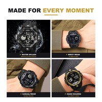 Montre de sport chronographe de luxe pour homme - Montre-bracelet numérique LED étanche avec affichage de l'alarme et du jour de la semaine, style antique, cadran de 50 mm