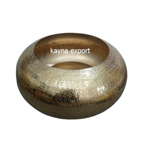 Jardinière en métal plaqué en laiton avec support enduit de poudre noire - Product Image 6