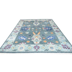 Oushak พรมขนสัตว์แบบถักมือและหมุนลายดอกไม้แบบดั้งเดิมซักได้สำหรับใช้ในบ้านในห้องนั่งเล่น - Product Image 2