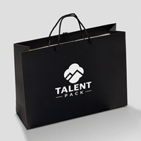Sac en papier noir de luxe personnalisé avec logo pour l'emballage de vêtements, cadeaux et achats en magasin