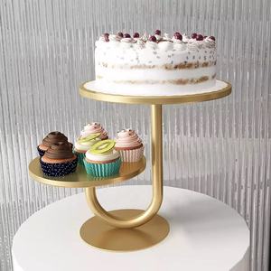 Round 2-Tier Metal <b>Cupcake</b> <b>Stand</b> in Golden Color Elegant Dessert Display Tray for Parties, Weddings, and Events - Product Image 2