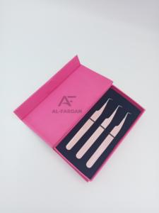 Pinzas de pestañas de acero inoxidable de calidad superior con ángulo delgado de 90 grados, punta afilada de Color desnudo para extensiones de volumen, venta al por mayor - Product Image 4