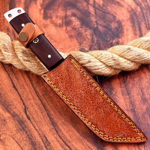 Cuchillo de Supervivencia de Acero de Damasco de Alta Calidad, Hecho a Mano, para Caza y Camping, Diseño de Hoja Fija de Espiga Completa Resistente - Product Image 4
