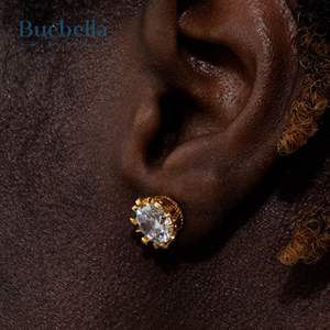 Gran oferta de pendientes de tuerca de diamante de moissanita de corte redondo de Plata de Ley 925 para hombre estilo Hip Hop elegante - Product Image 1