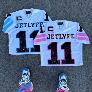 Camisetas de fútbol recortadas de gran tamaño para hombre Impresión DTG personalizada 100% Material de satén de algodón con malla de poliéster Boxy Fit - Product Image 1