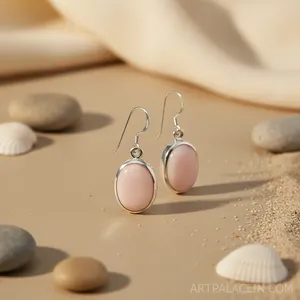 Boucles d'oreilles vintage en argent sterling 925 avec nacre rose de qualité supérieure, cadeau pour femmes - Product Image 2