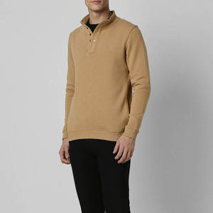 Transpirable de alta calidad básico marrón sólido cuello estilizado sudadera de gran tamaño para hombre sudadera de mezcla de algodón personalizada al por mayor - Product Image 5