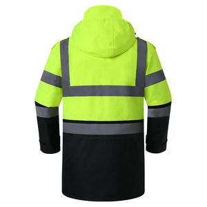 Vêtements de travail d'hiver pour hommes, veste de sécurité à capuche, vêtements en toile de construction réfléchissants haute visibilité pour temps froid - Product Image 4