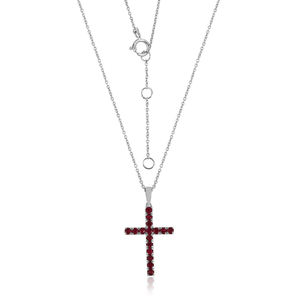 Vente en gros de bijoux de luxe style argent sterling 925 pendentif croix en pierre précieuse teinte rubis cadeau de Noël bijoux - Product Image 2