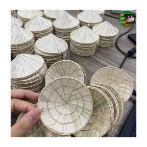 Chapeau de jardinage en bambou / Chapeau conique asiatique Non La, chapeau conique miniature fait à la main en bambou naturel et feuille de palmier pour la décoration culturelle - Product Image 2