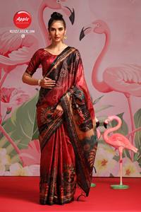 Saree en soie Kozi imprimé de fleurs élégant Tissu brillant doux et léger Designer pour femmes Vêtements décontractés de fête avec motif floral - Product Image 3