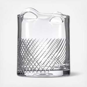 Clear ribbed <b>glass</b> ice bucket with modern silhouette and ergonomic grip designed for daily use or party styling - Product Image 6