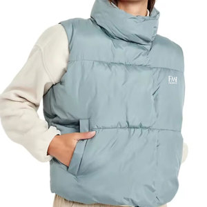 Ropa informal Reversible para mujer Chaleco acolchado Lona a prueba de viento Cierre de cremallera al aire libre con bolsillos de alta calidad - Product Image 1