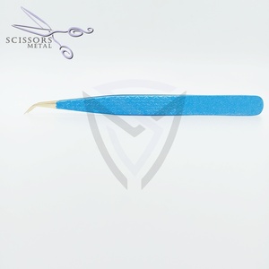 Pince à épiler professionnelle d'extension de cils russes à 90 degrés en acier inoxydable Nano Grip greffage de cils pince à épiler embouts de fibre - Product Image 4