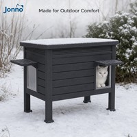 Nichoir extérieur pour chats à double entrée, gris foncé, abri pour animaux de compagnie, enclos surélevé pour jardin et cour arrière