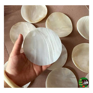 Assiette ronde en nacre pour la présentation de plats gourmands, cuillère artisanale incluse, cuillère en nacre, repas de luxe - Product Image 2