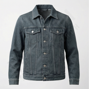 Veste en jean en coton pour homme de qualité supérieure, respirante, grande taille, fermeture à boutons recouverts, décontractée, pour l'extérieur, automne-hiver, col montant - Product Image 1