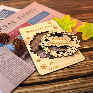 Carte de voeux avec logo personnalisé en contreplaqué, meilleurs fournisseurs du Vietnam, Offre Spéciale de décoration de bonne année - Product Image 5