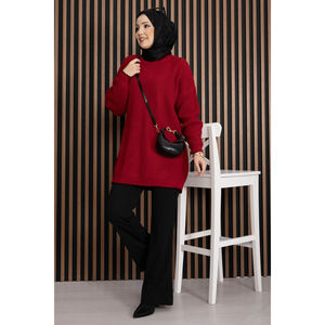Suéter de Punto Grueso Vintage para Mujer, Color Rojo con Estampado Floral, Delgado, Transpirable, Suave, Estilo Casual para Primavera y Otoño - Product Image 3
