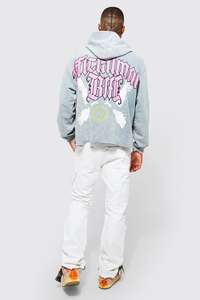 Custom <b>Hoodies</b> <b>Oversized</b> Cotton Blended Custom <b>Hoodies</b> Latest Dove Graphic Acid Wash Breathable Design Factory Price Basics - Product Image 2