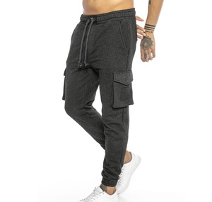 Joggers de cintura alta personalizados para hombres Pantalones de chándal ajustados Diseño de retazos de tendencia Cierre de cintura elástica Servicio OEM disponible - Product Image 1