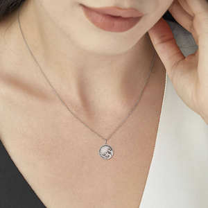 Collier Antique en argent avec vagues de mer et d'océan pour femmes, collier de voyage hawaïen avec pendentif circulaire de plage - Product Image 6