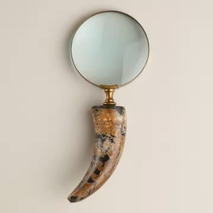 Reproduction antique meilleure lecture Zoom loupe en verre poli poignée en corne de buffle artisanat naturel corne en laiton métal - Product Image 2