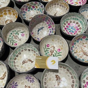 Tazón de Coco Pintado y Lacado Estilo Bohemio Vietnamita, Tazones Decorativos Más Vendidos, Multifuncionales, Hechos a Mano para Cocina - Caryln - Product Image 4