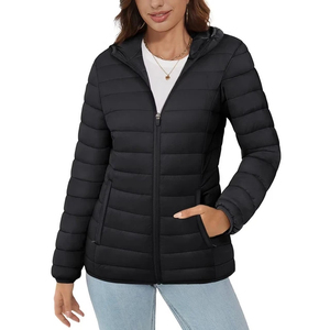 OEM Lightweight Women's Coat Warm Nylon Water Breathable Resistant <b>Jackets</b> Spring Autumn Casual Hooded Zipper Puffer <b>Jackets</b> - Product Image 4