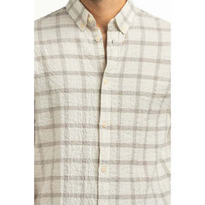 Chemises décontractées pour hommes 100 % coton, fermeture double boutonnage, tissus en flanelle satinée, coupe classique, gris uni à carreaux, été, ODM - Product Image 5
