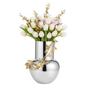 Wholesale Modern Hammered Silver Aluminium Flower <b>Vase</b> With Vine Accent <b>Unique</b> Decorative Metal Table For Home Decor & Events - Product Image 4