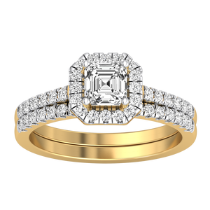 Anillo de Bodas de Lujo para Mujer, Oro Sólido de 9K, Oro Amarillo y Blanco, Corte Asscher, 1 Quilate, Color EF, Diamante Cultivado en Laboratorio, Certificado IGI - Product Image 4